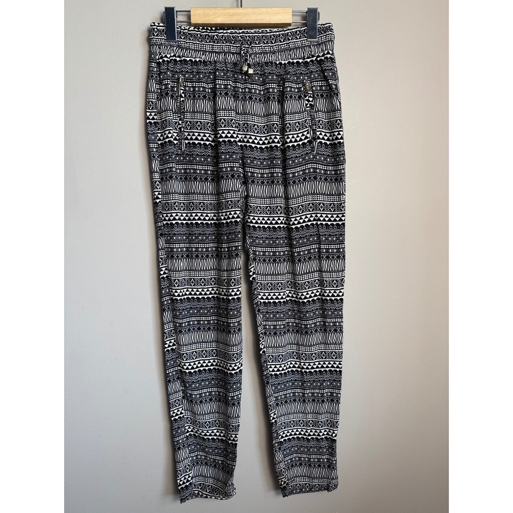Atmosphere Tribal Geometric Print Jogger Pants Black White Boho Festival‎ Small